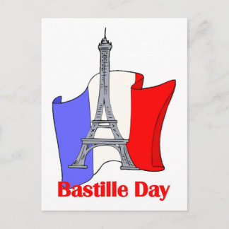 Eiffel Torn och Fransk Flagga Bastille Day Tees Vykort