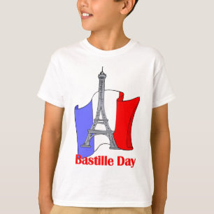 Eiffel Torn och Fransk Flagga Bastitilles dag Tee Shirt