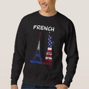 Eiffel Torn och Frihetsgudinnan Lång Ärmad Tröja
