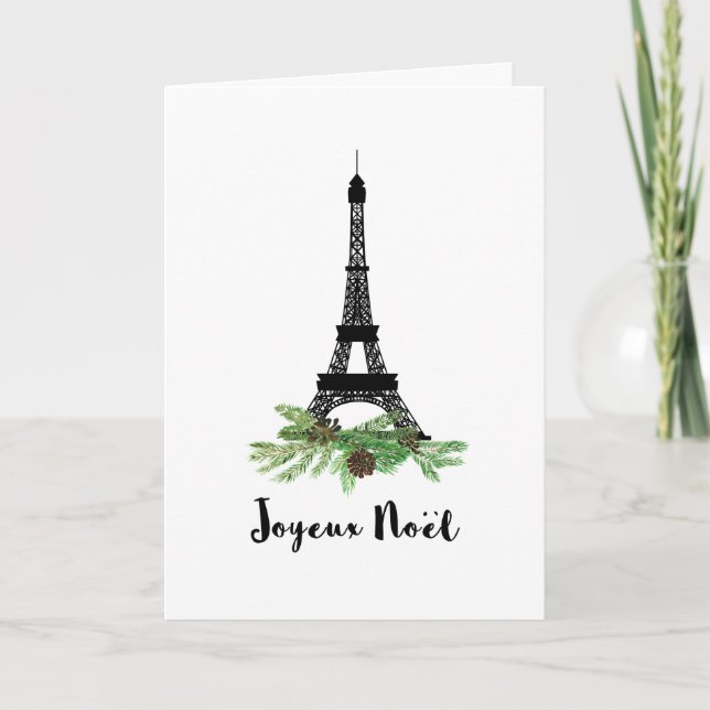 Eiffel torn och gräs moderna Joyeux Noel Helgkort (Framsida)