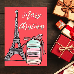 Eiffel Torn och Macarons Warm God jul Helgkort