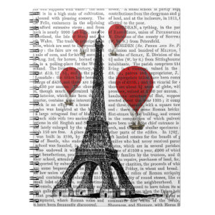 Eiffel Torn och Röda Luftballonger Anteckningsbok Med Spiral