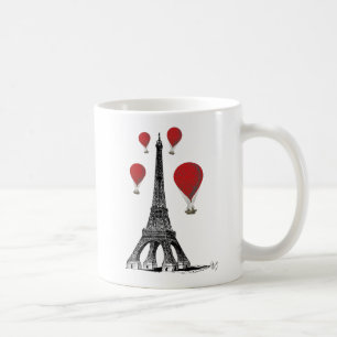 Eiffel Torn och Röda Luftballonger Kaffemugg