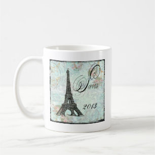 Eiffel Torn och Rosa ros Paris Kaffemugg