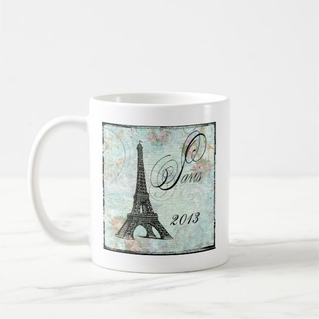 Eiffel Torn och Rosa ros Paris Kaffemugg (Vänster)