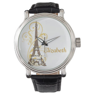 Eiffel Torn och Scrollsar Armbandsur