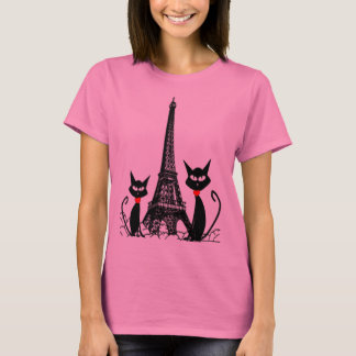 Eiffel torn och svarta katterT-tröja Tee Shirt
