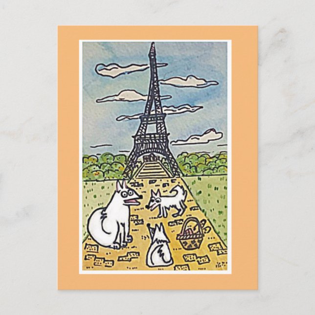 Eiffel Torn, Original Art Parody Vykort (Framsida)