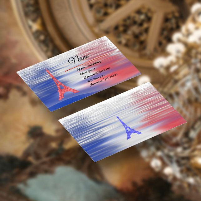 Eiffel Torn på Affärskortet Tricolor Visitkort (Skapare uppladdad)