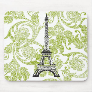 Eiffel torn på den gröna designen Mousepad Musmatta