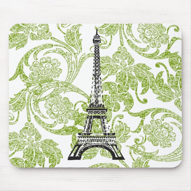 Eiffel torn på den gröna designen Mousepad Musmatta (Framsidan)