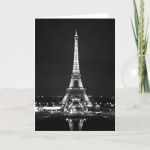 Eiffel torn på natten - B/W Kort