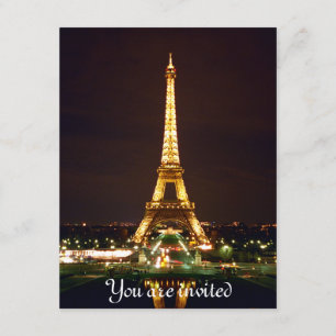 Eiffel torn på natten - färg inbjudningar