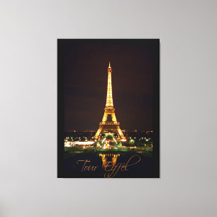 Eiffel Torn på natten på Wrapped Canvas