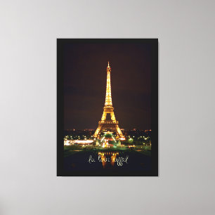 Eiffel Torn på natten på Wrapped Canvas