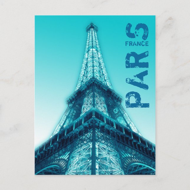Eiffel Torn på natten Paris Frankrike Postcard Blu Vykort (Framsida)