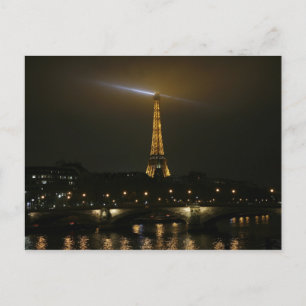Eiffel torn på natten, Paris. Vykort