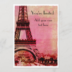 Eiffel torn på solnedgångvintagestil inbjudningar