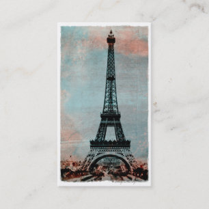 Eiffel torn på soluppgångvintagestil #3 visitkort