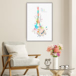 Eiffel Torn Paint Splatter Skriv ut på Canvas Art<br><div class="desc">Konstnärligt intryck av Eiffel Torn med en artistpall och blommar av Eiffel Torn och körsbär på utsträckt duk. Åtgärd 24" x 36".</div>