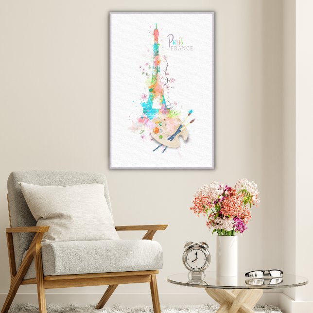 Eiffel Torn Paint Splatter Skriv ut på Canvas Art (Skapare uppladdad)