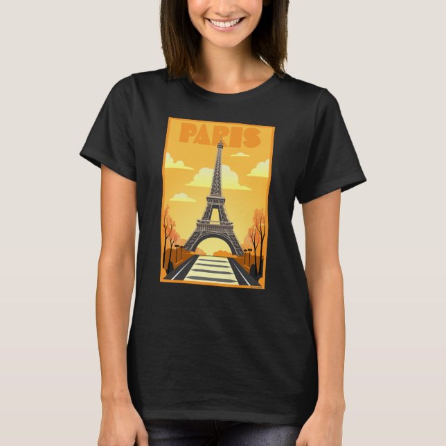 Eiffel Torn Paris Art Deco Poster T Shirt (Framsida)