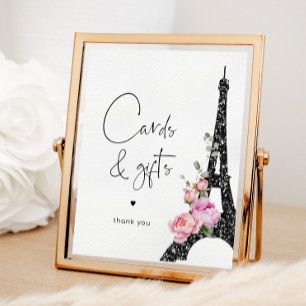 Eiffel torn paris Black rosa Cards och presenter Poster