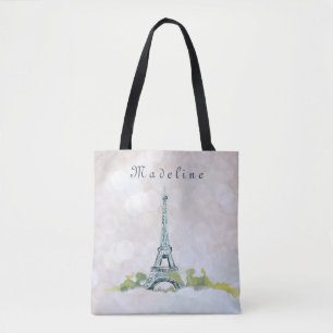 Eiffel Torn Paris Bläck Sketch om Rosa Gnistra Tygkasse