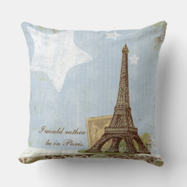 Eiffel Torn Paris Blue och Chocolate Dekorativ kud Kudde