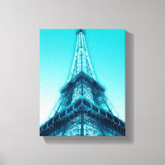 Eiffel Torn Paris Blue Wrapped Canvas 8 x 10