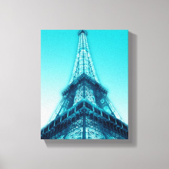 Eiffel Torn Paris Blue Wrapped Canvas 8 x 10 (Framsida)