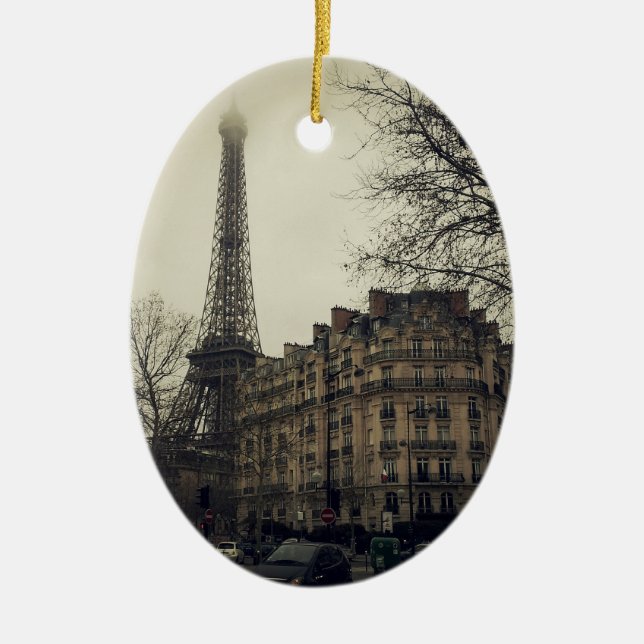 Eiffel Torn Paris City Byggnad Architecture Julgransprydnad Keramik (Framsidan)