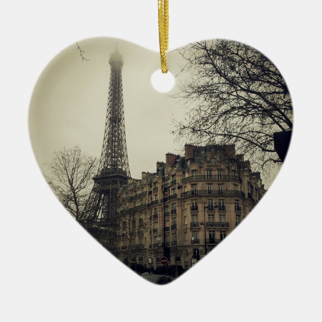 Eiffel Torn Paris City Byggnad Architecture Julgransprydnad Keramik (Framsidan)