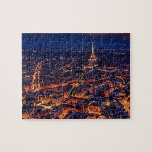 Eiffel Torn Paris City Night Europe Travel Photo Pussel