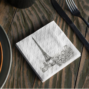 Eiffel Torn Paris Cityscape Sketches Party Napkin Pappersservett