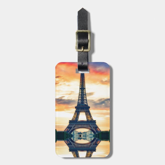 Eiffel Torn Paris Evening European Travel Bagagebricka (Vertikal Framsida)
