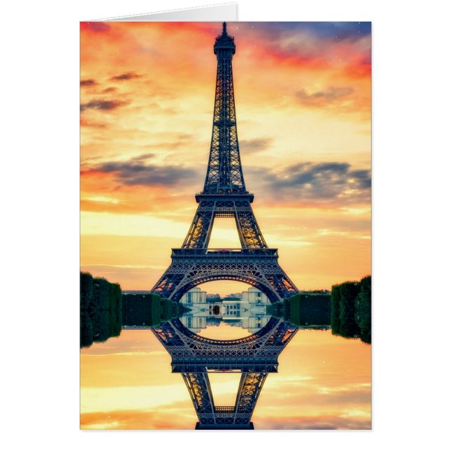 Eiffel Torn Paris Evening European Travel Hälsningskort (Framsidan)
