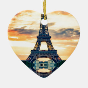 Eiffel Torn Paris Evening European Travel Julgransprydnad Keramik