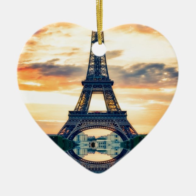 Eiffel Torn Paris Evening European Travel Julgransprydnad Keramik (Framsidan)