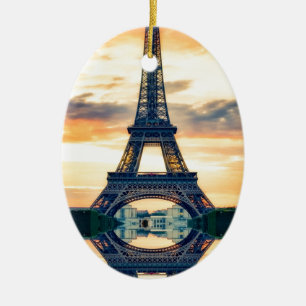 Eiffel Torn Paris Evening European Travel Julgransprydnad Keramik