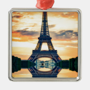 Eiffel Torn Paris Evening European Travel Julgransprydnad Metall