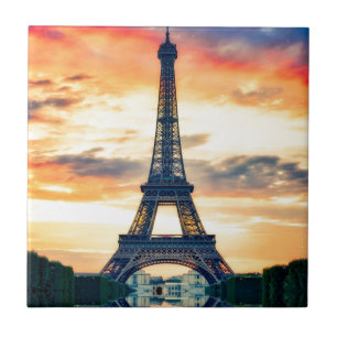 Eiffel Torn Paris Evening European Travel Kakelplatta