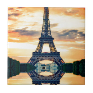 Eiffel Torn Paris Evening European Travel Kakelplatta