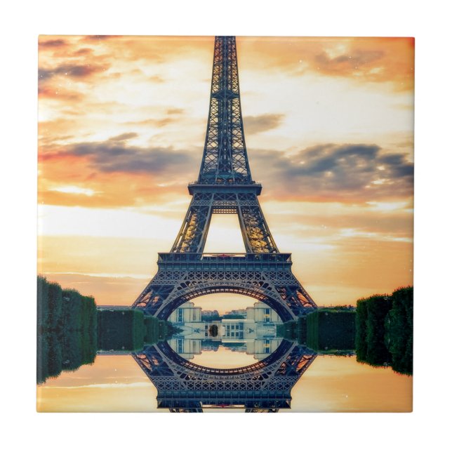 Eiffel Torn Paris Evening European Travel Kakelplatta (Framsidan)