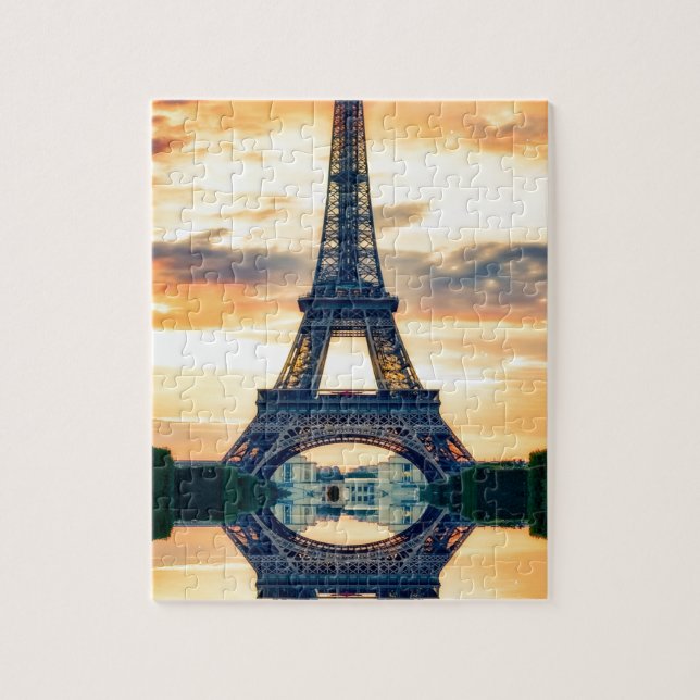 Eiffel Torn Paris Evening European Travel Pussel (Vertikal)