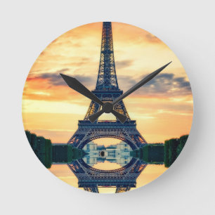 Eiffel Torn Paris Evening European Travel Rund Klocka