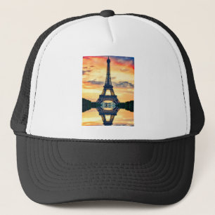 Eiffel Torn Paris Evening European Travel Truckerkeps