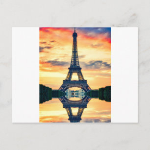 Eiffel Torn Paris Evening European Travel Vykort