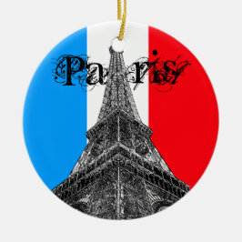 Eiffel Torn Paris Flagga Ornament