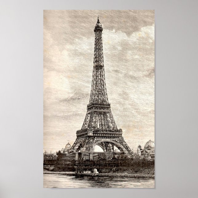 Eiffel Torn, Paris Frankrike 1889 Poster (Framsidan)